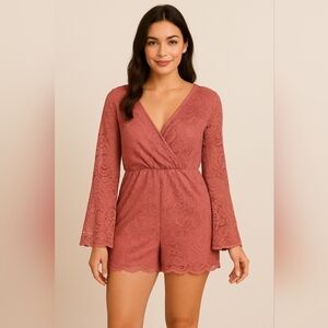 🌸 See You Monday Pink Lace Romper Size L